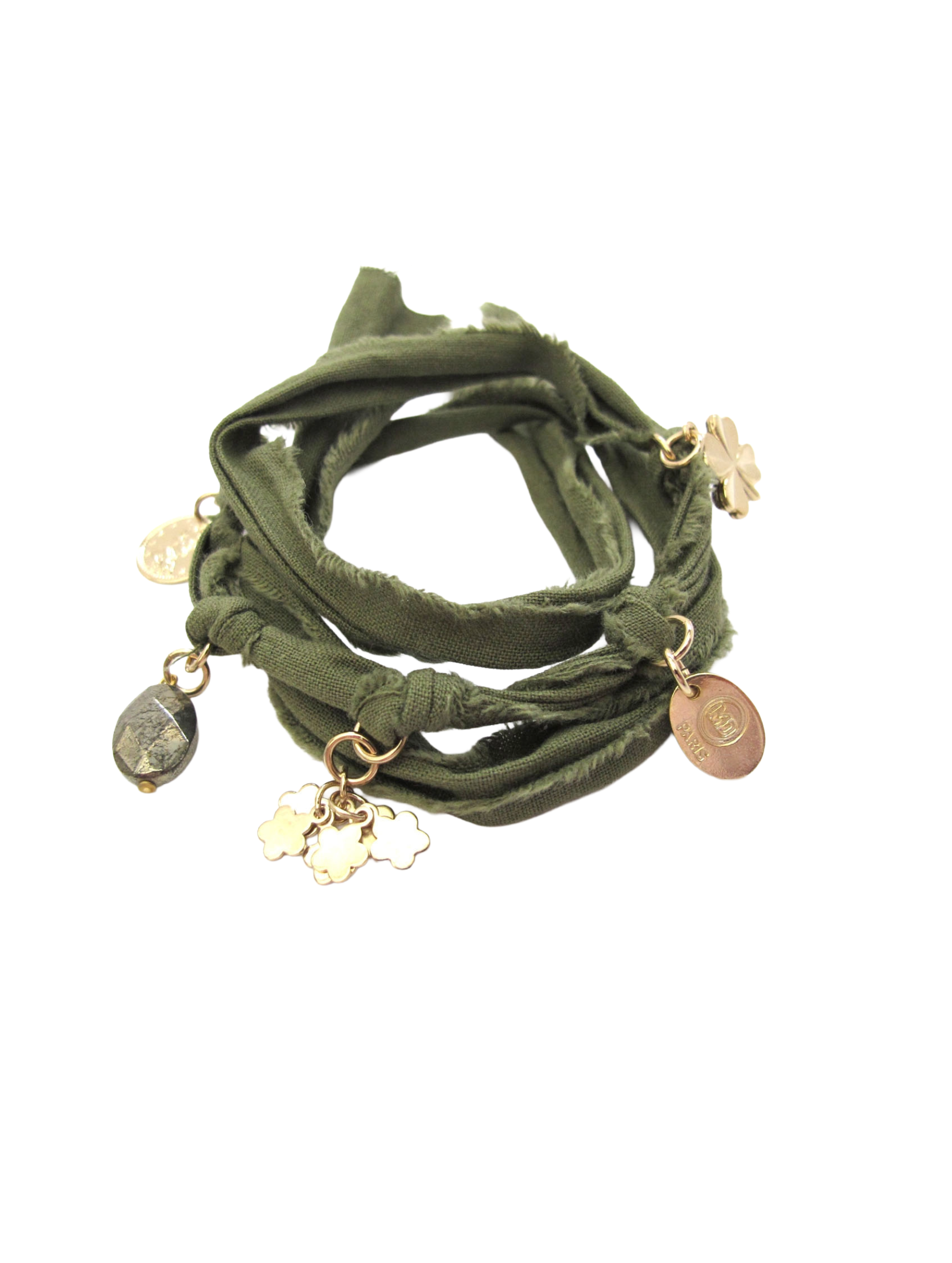 Bracelet Doudou à nouer Pampilles Kaki Marie Depaire - Bijoux femme créateurs Concept Store La Rochelle